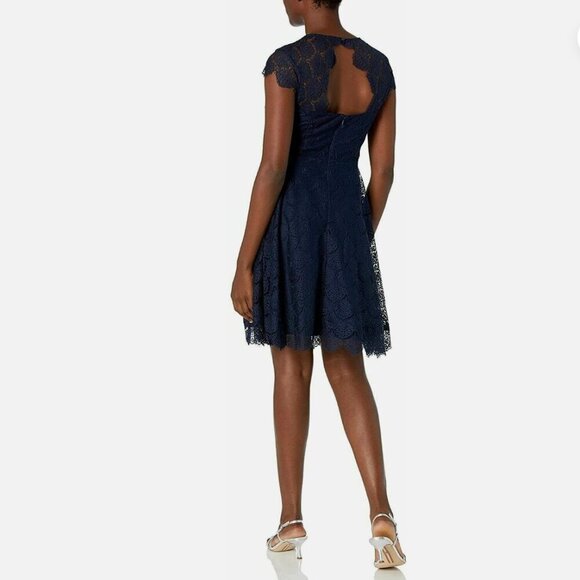 Kensie Fit & Flare Dress Navy Blue Lace 8 - Picture 2 of 15